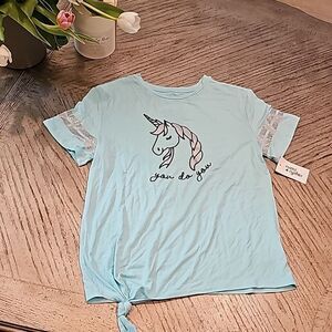 Unicorn jersey shirt size L girls 12-14 NWT